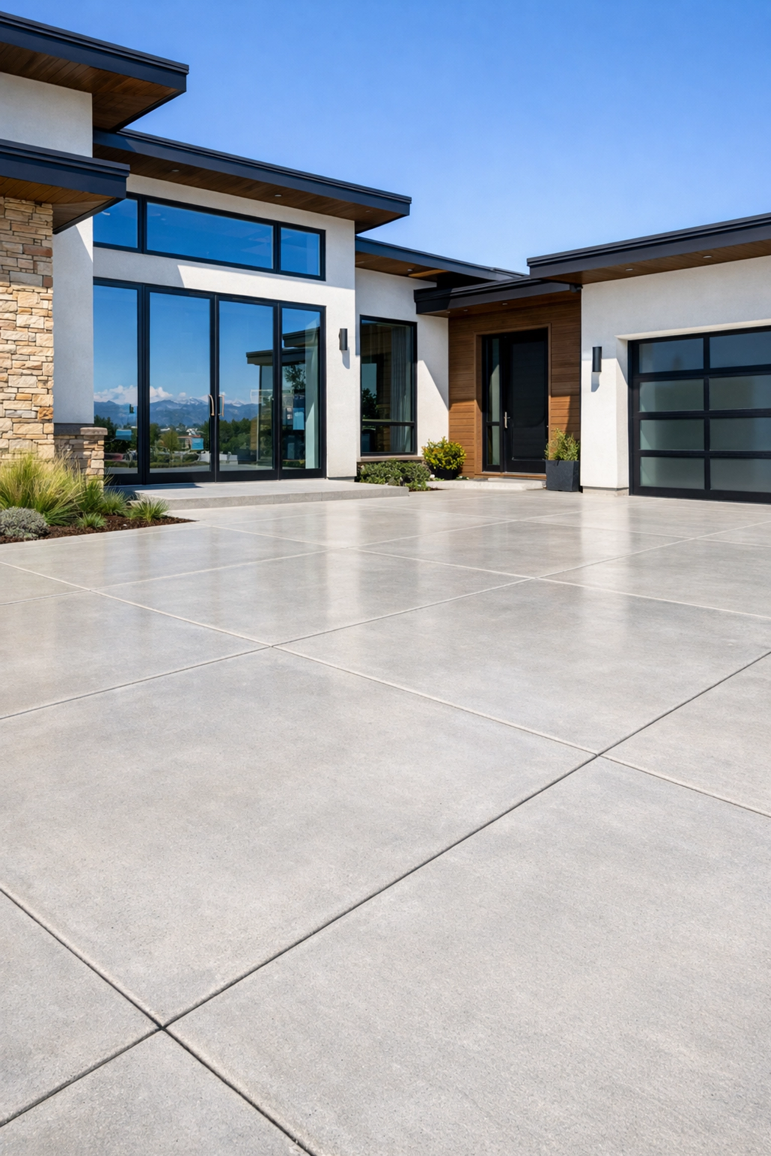 Clean modern home exterior in Denver with sparkling windows and a power-washed driveway.