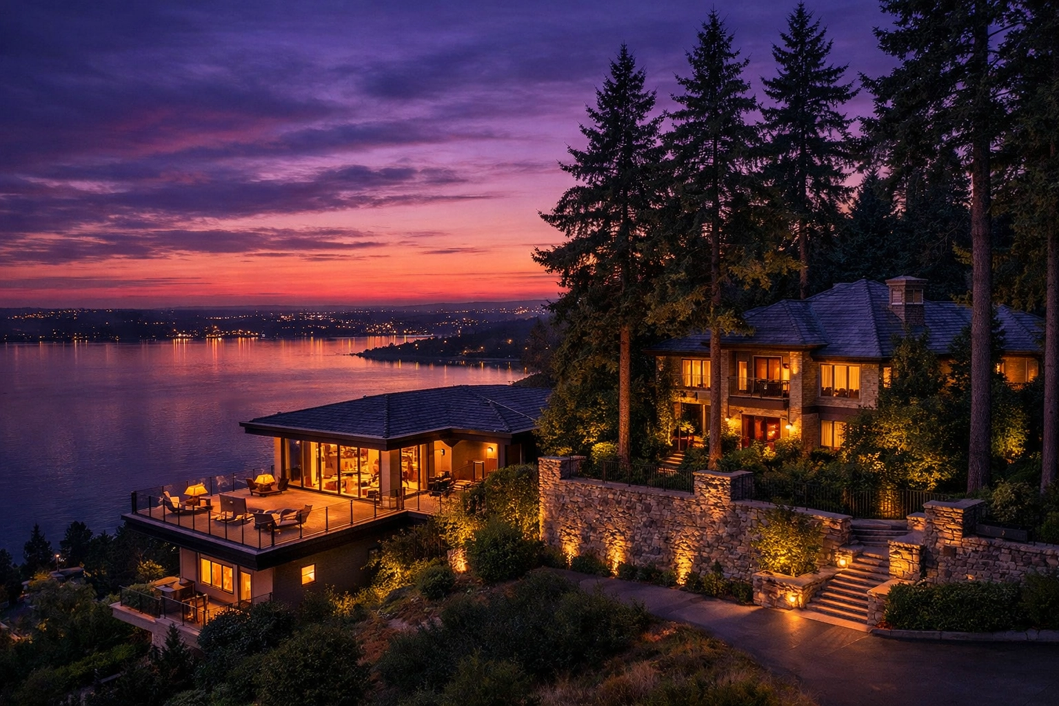 Comparison of luxury Bellevue homes showing how views and location impact King County property tax assessments.