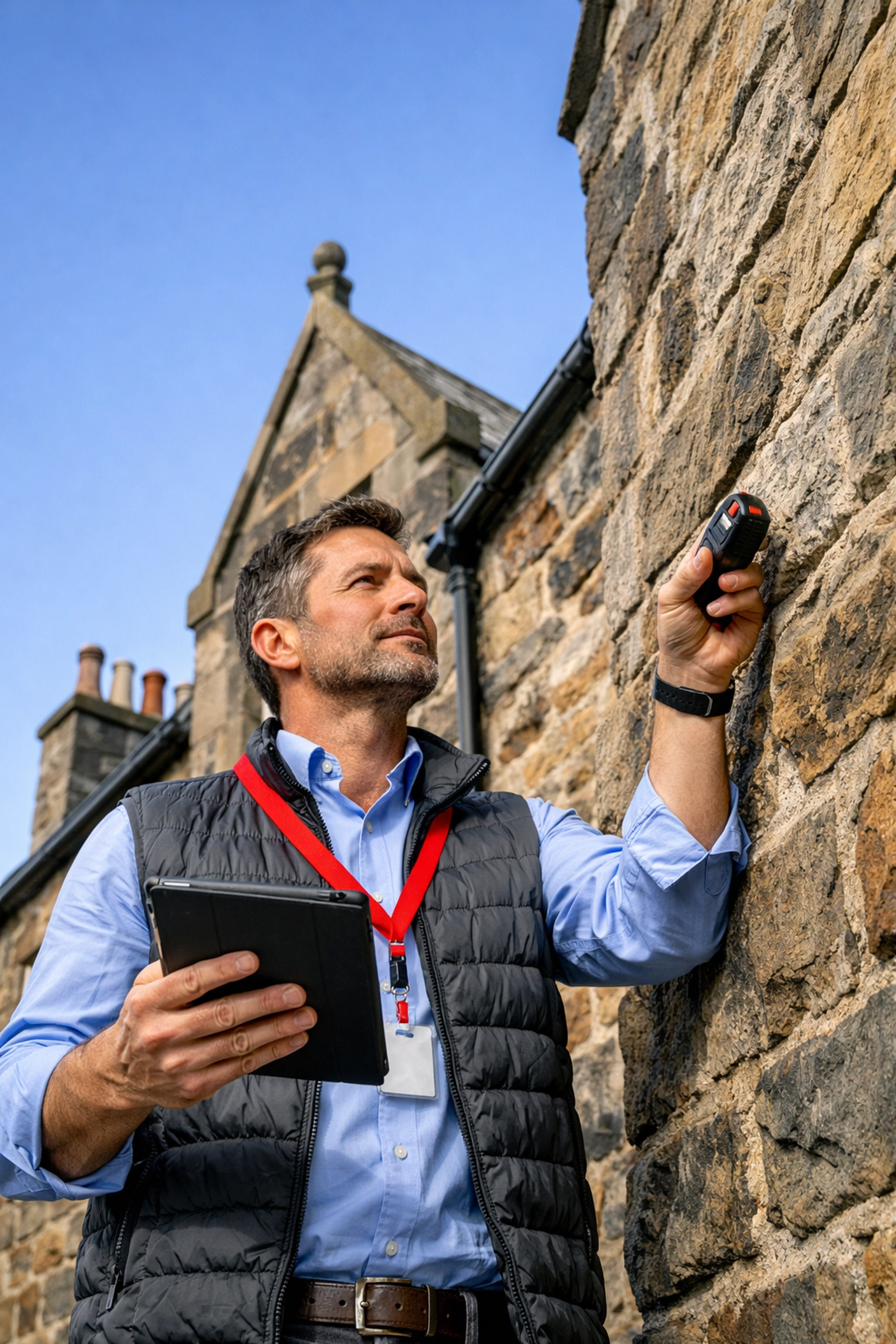 Chartered surveyor conducting property inspection for Home Report in Scotland