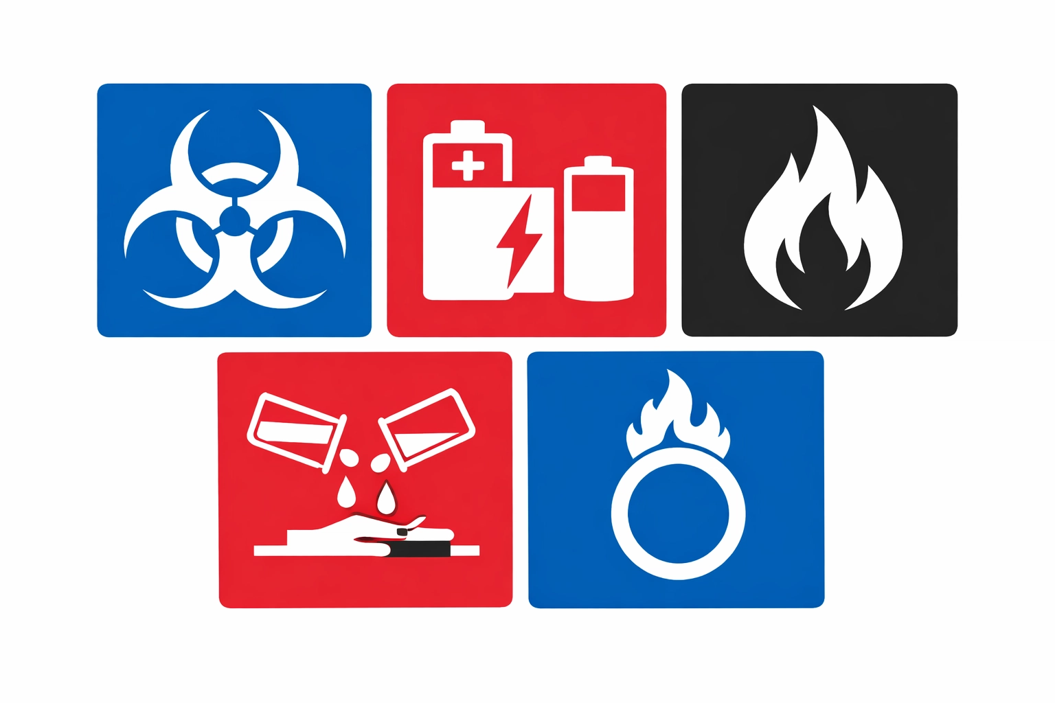 Icons for specialized ADR courses including clinical waste, lithium batteries, and flammable solids.