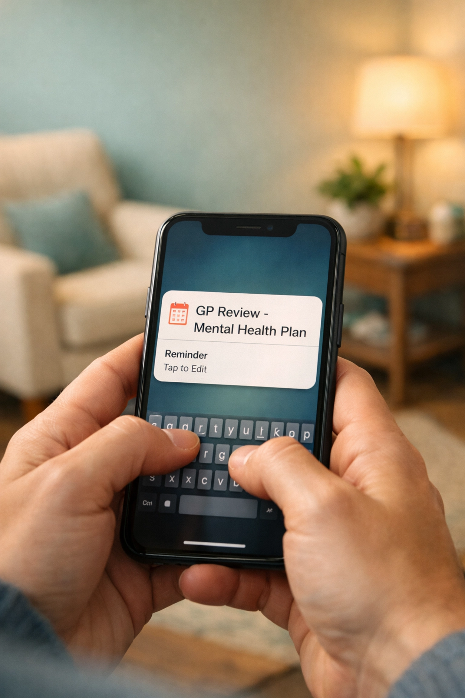 Setting phone reminder for mental health treatment plan review with GP