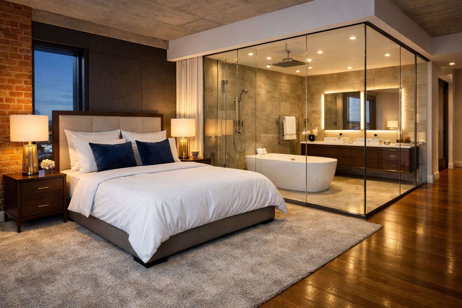 A spotless Seaport district master suite demonstrating a successful Boston apartment move-out clean.