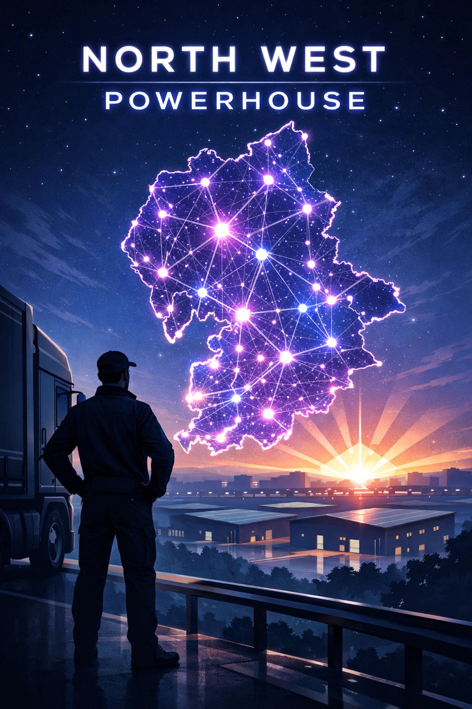 Driver overlooking a map of North West logistics growth supported by hgv agency liverpool.