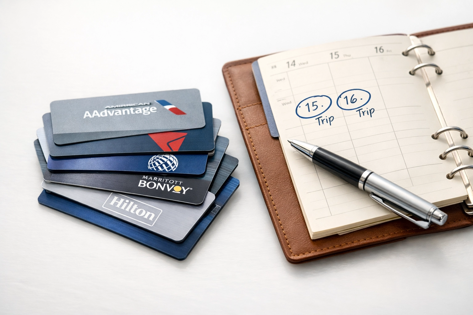 Credit cards and planner for organizing airline miles and rewards during divorce property division