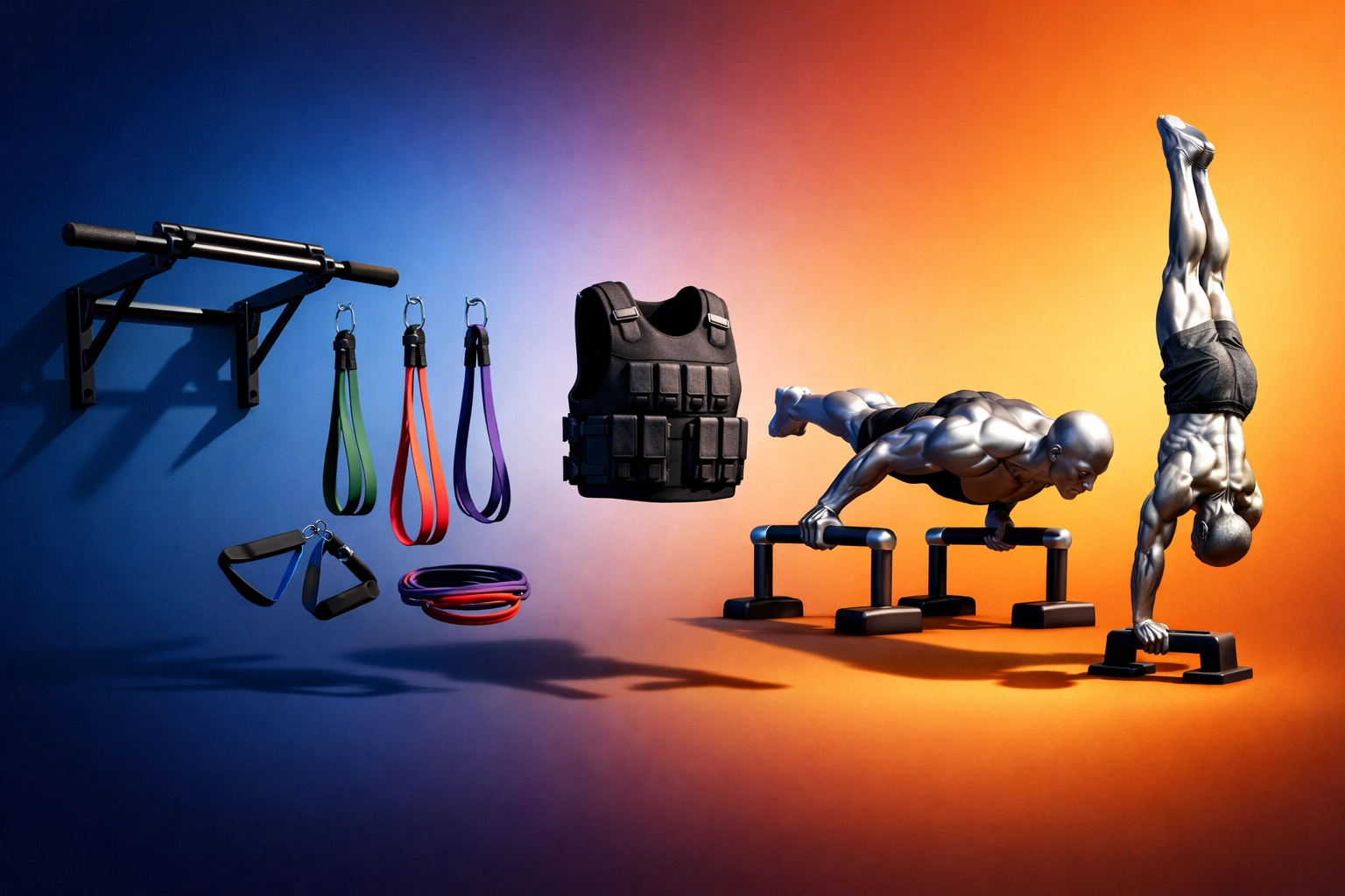 Progressive resistance training equipment showing home gym workout progression levels