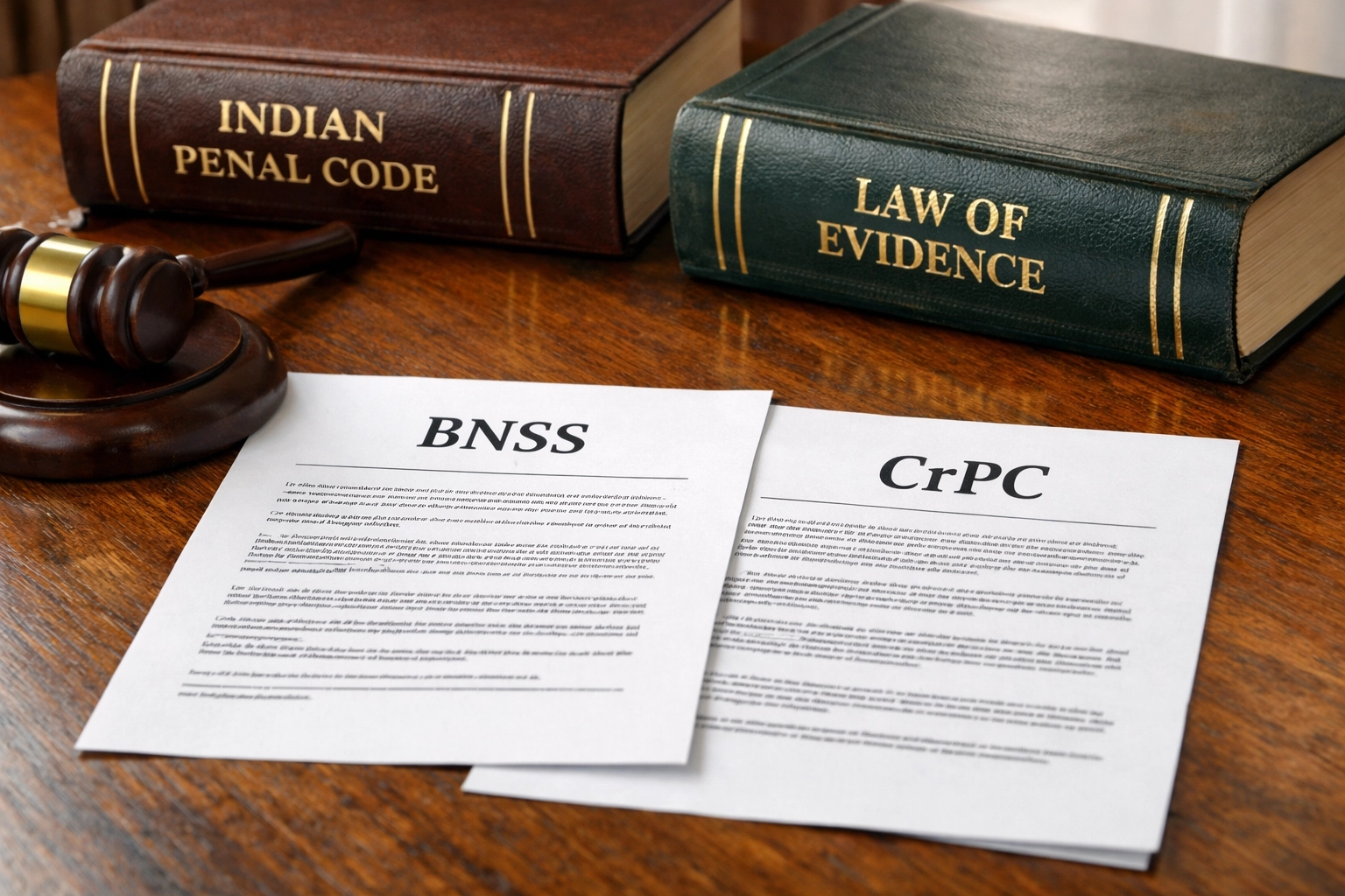 Legal book showing the transition from CrPC to the digital BNSS framework for Indian criminal laws.
