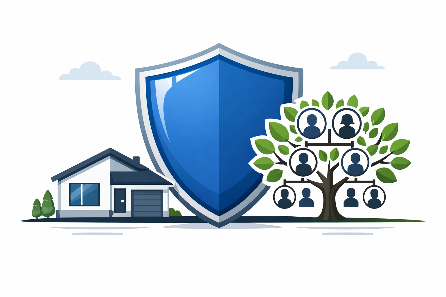 Shield icon protecting a home and family tree representing New Haven property tax credits.