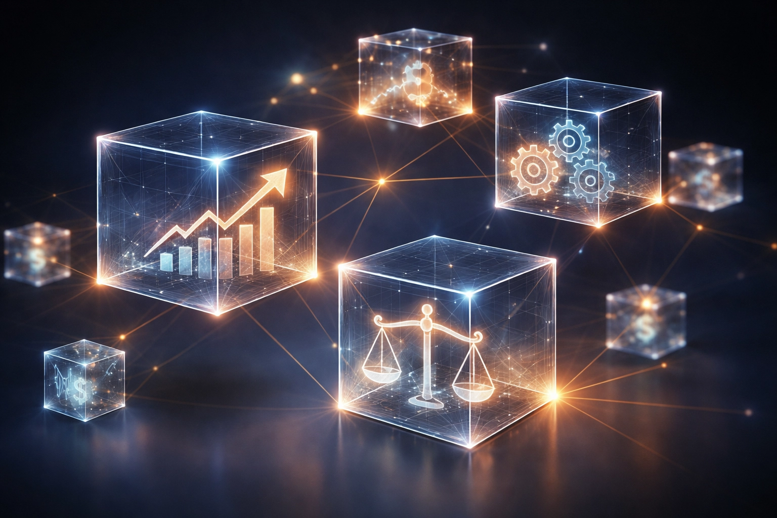 Visualization of interconnected investment components representing diversified private equity return drivers.