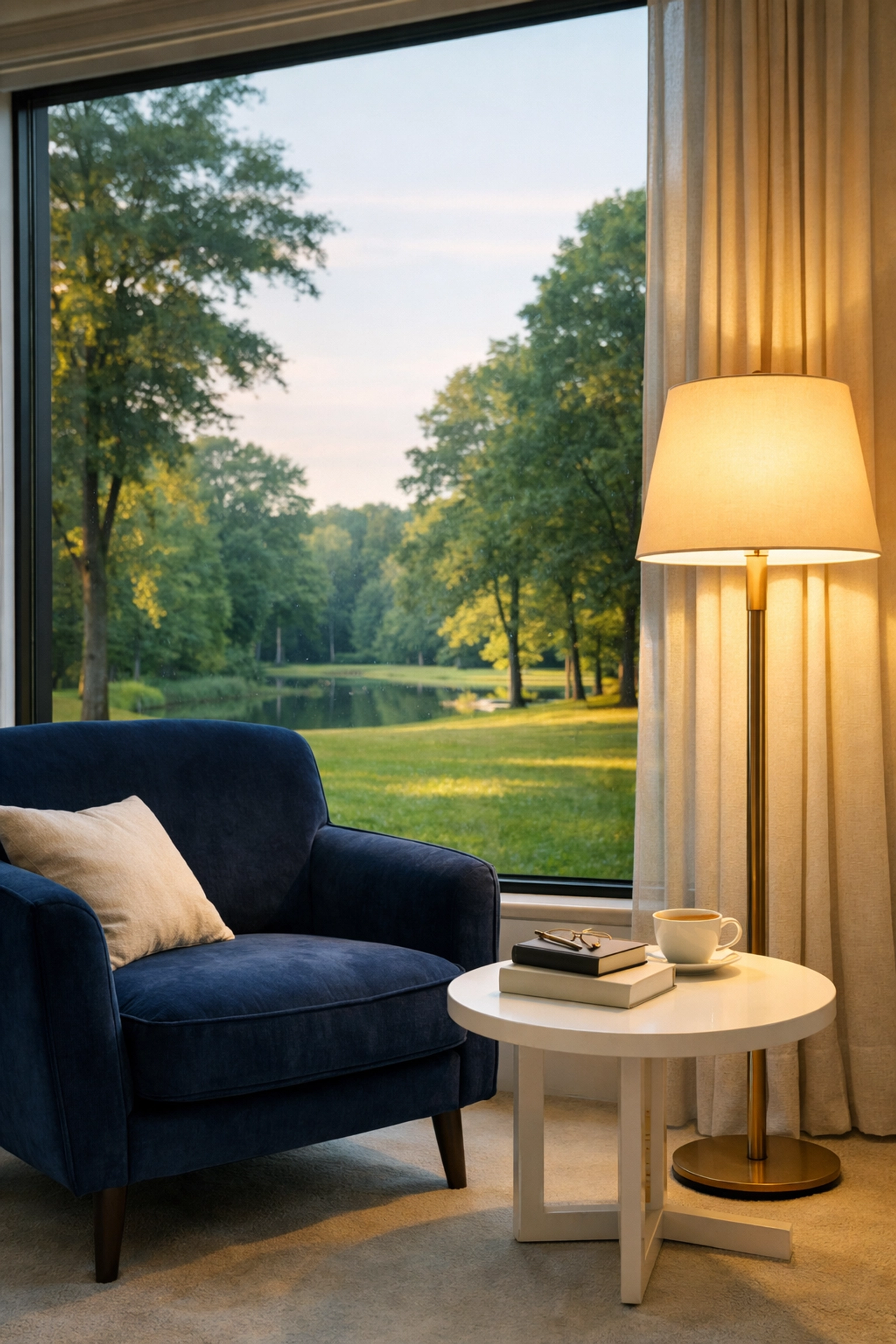 A peaceful and clean luxury Brookline home interior reflecting the stress-free results of professional cleaning.