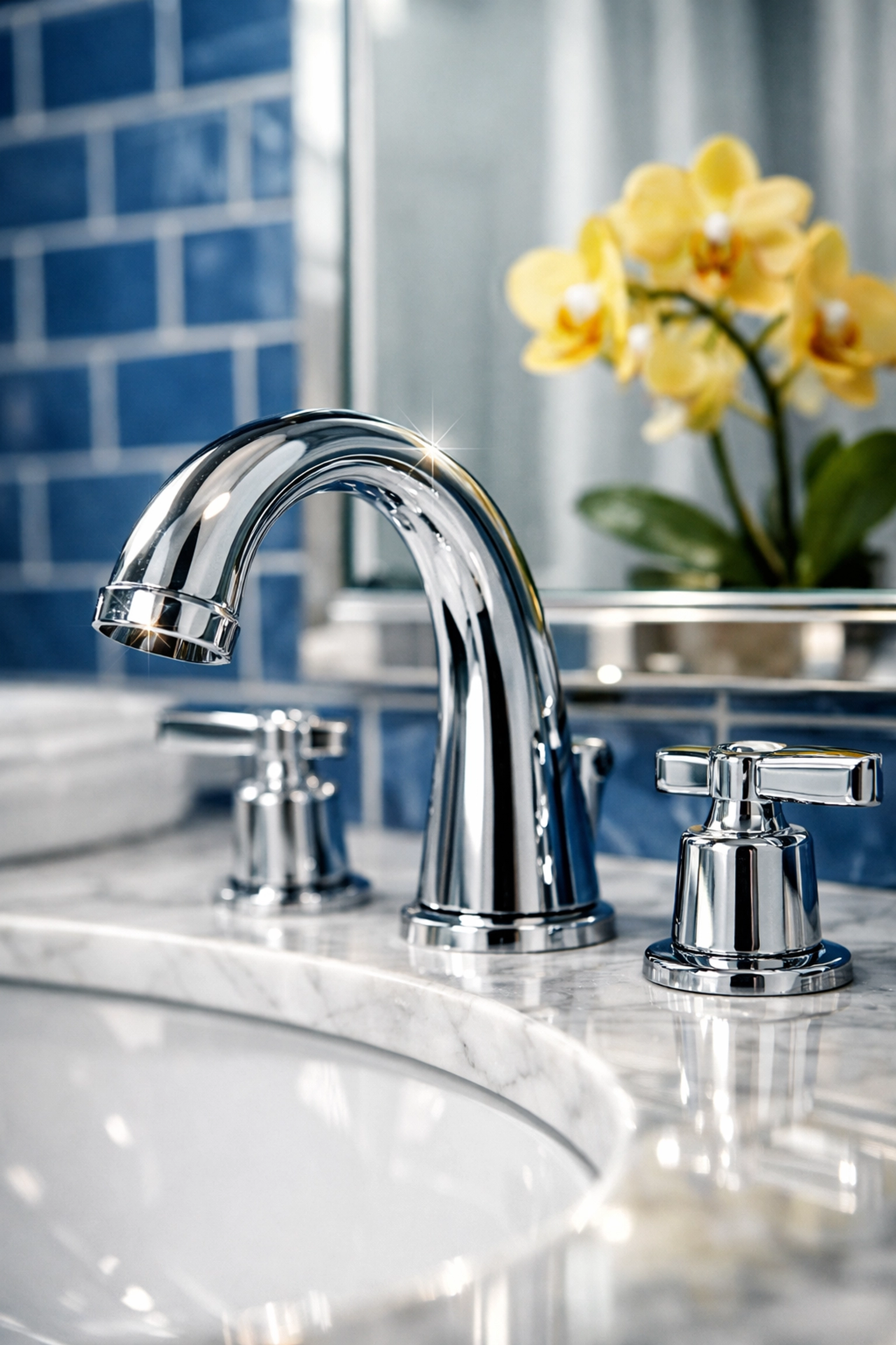 Close-up of a sparkling clean bathroom vanity from a professional move-out cleaning Worcester service.