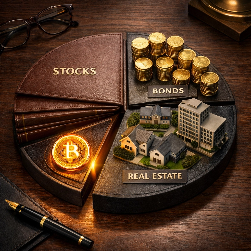 Portfolio allocation chart showing strategic Bitcoin investment alongside traditional assets