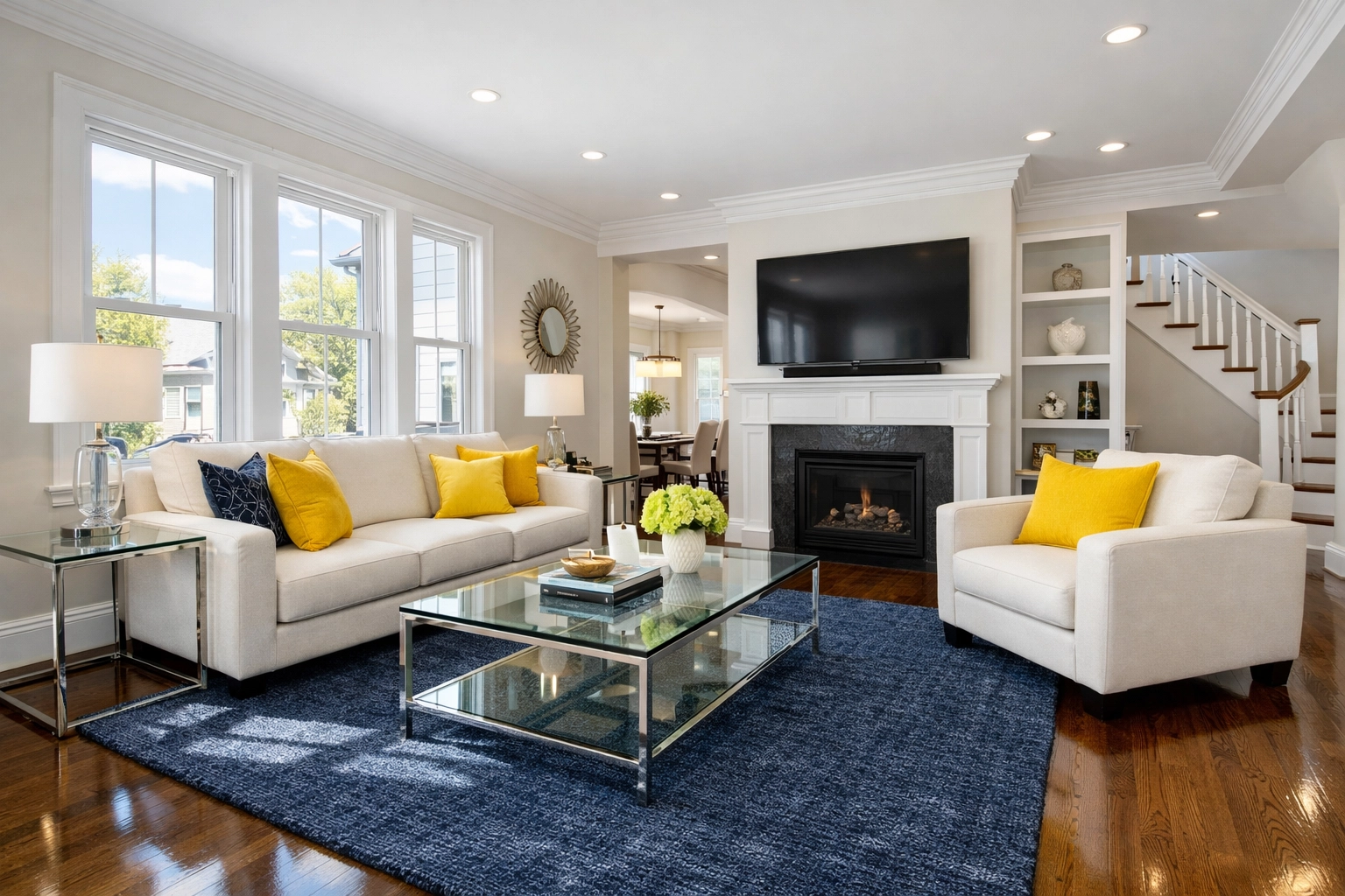 Gleaming living room in a Worcester home following deep cleaning Worcester services.