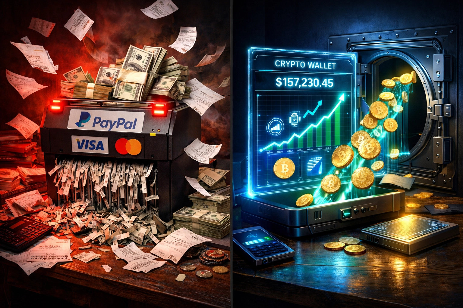 Traditional crypto payment processors wasting merchant fees vs self-custody wallet profit savings