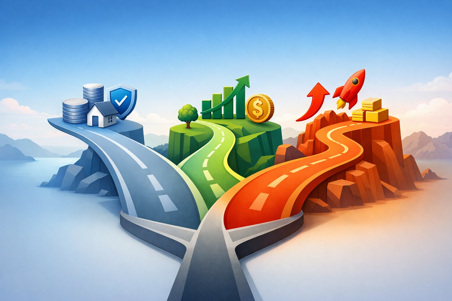 Conservative, moderate, and aggressive investment pathways for portfolio risk profiles