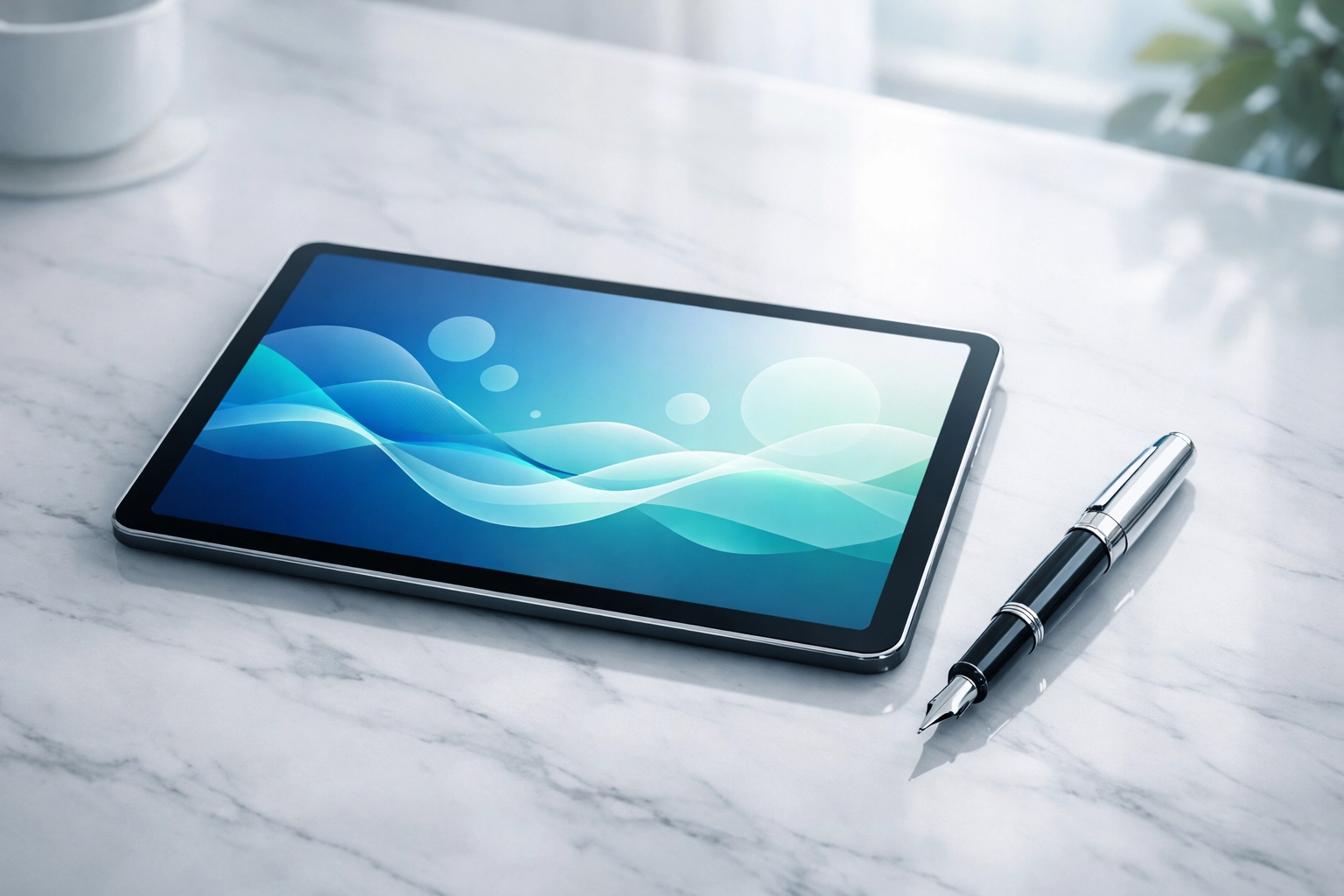 Professional tablet displaying a security dashboard for an enterprise AI readiness assessment.