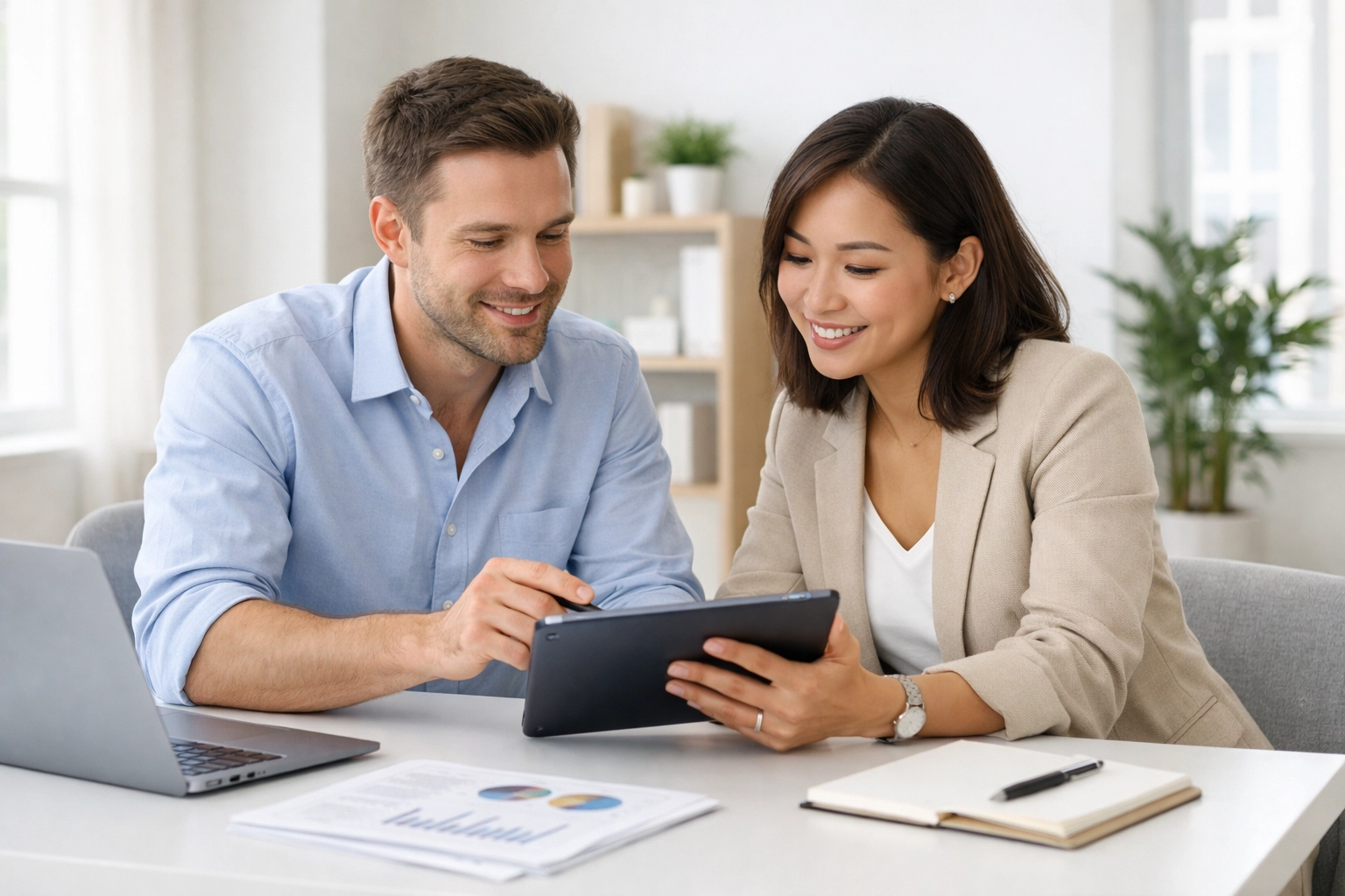 Tax professionals collaborating in a modern office on a service bureau partnership strategy.