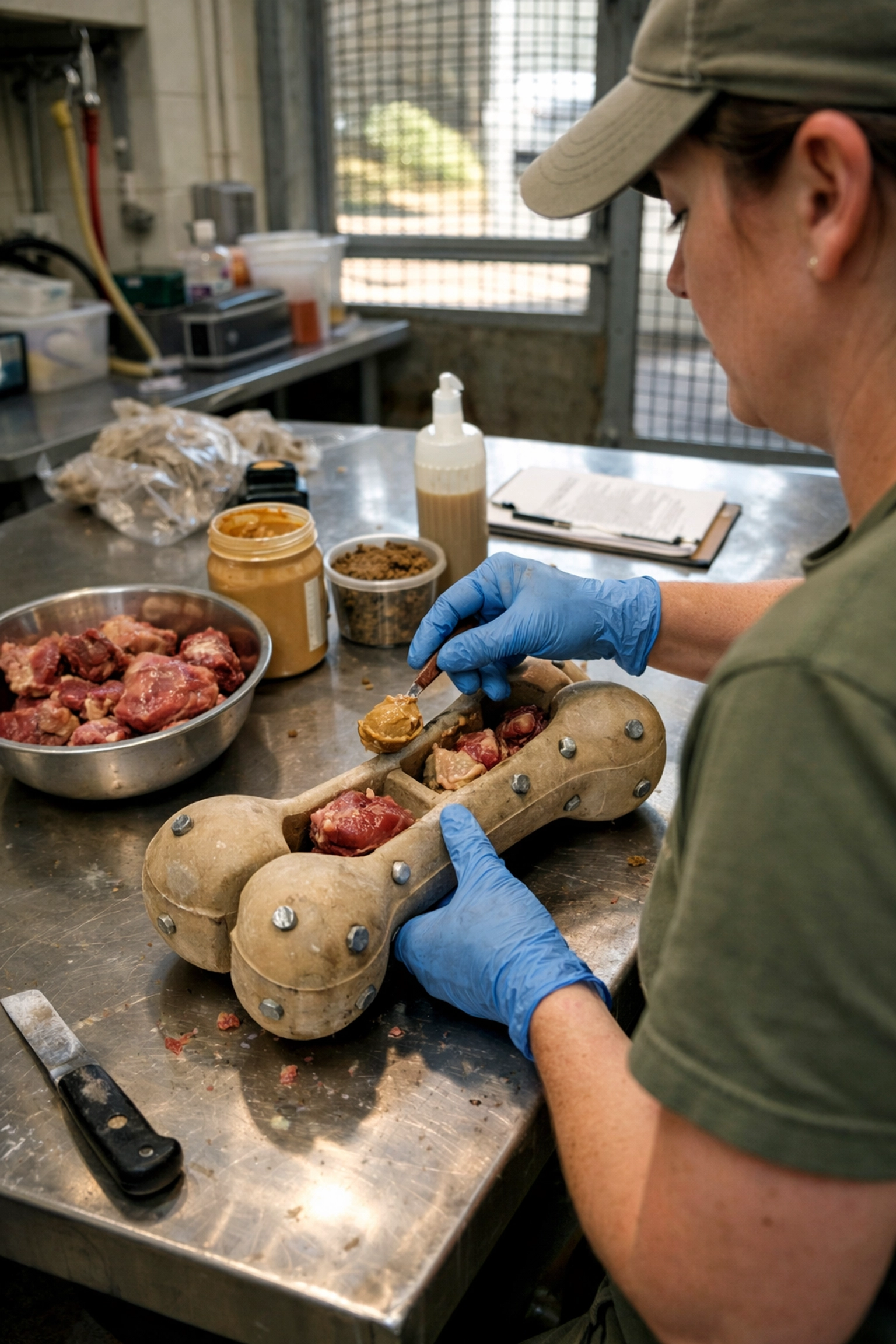 Zookeeper preparing animal enrichment items behind the scenes to engage zoo visitors with authentic work.