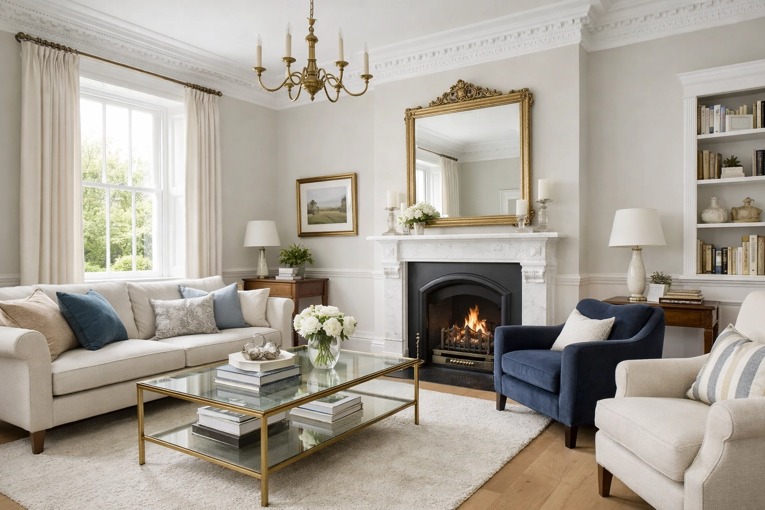 Professionally decorated Gloucestershire living room with fresh paint and period features