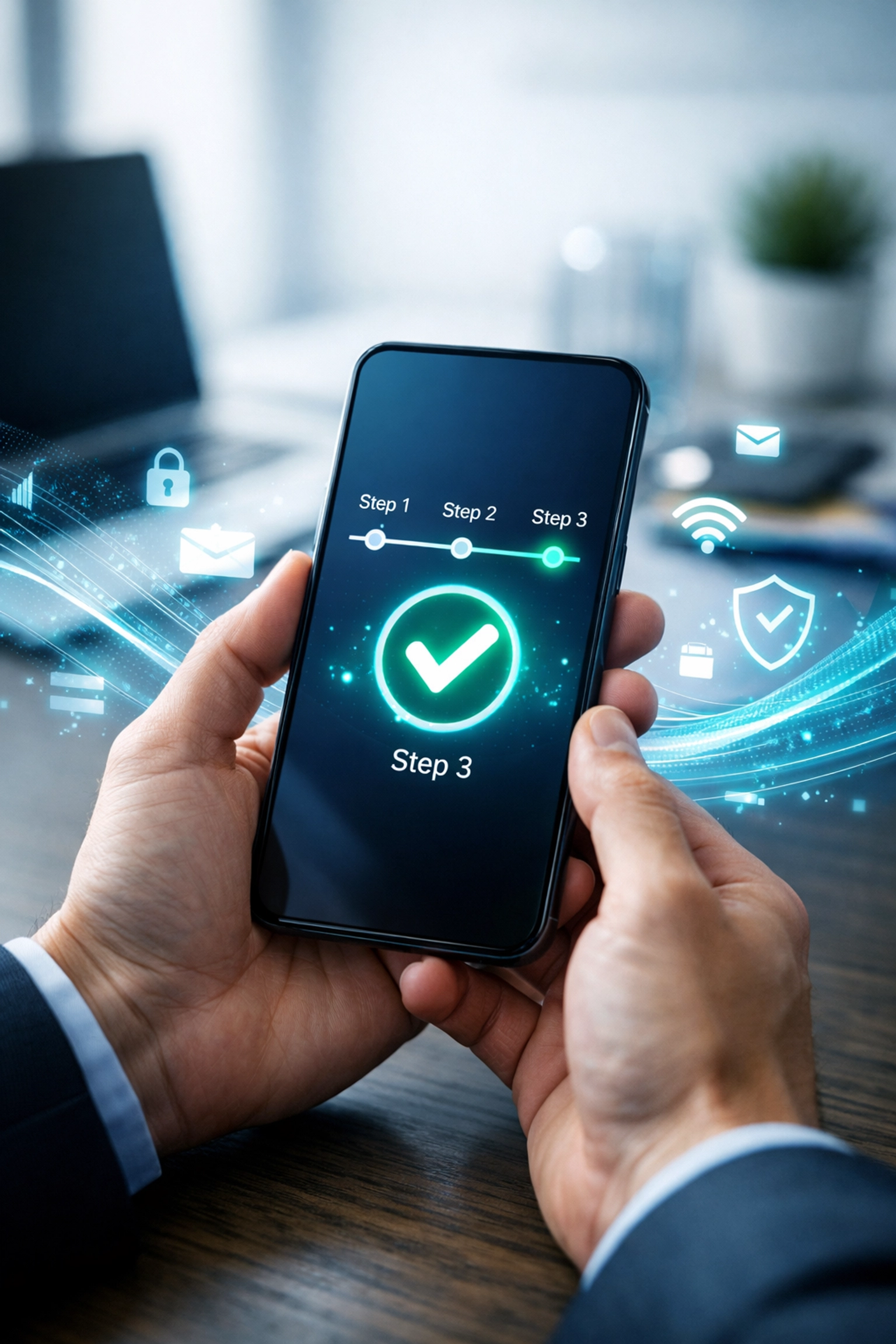 Persona rastreando su reembolso del IRS 2026 en un smartphone con interfaz digital segura y moderna.