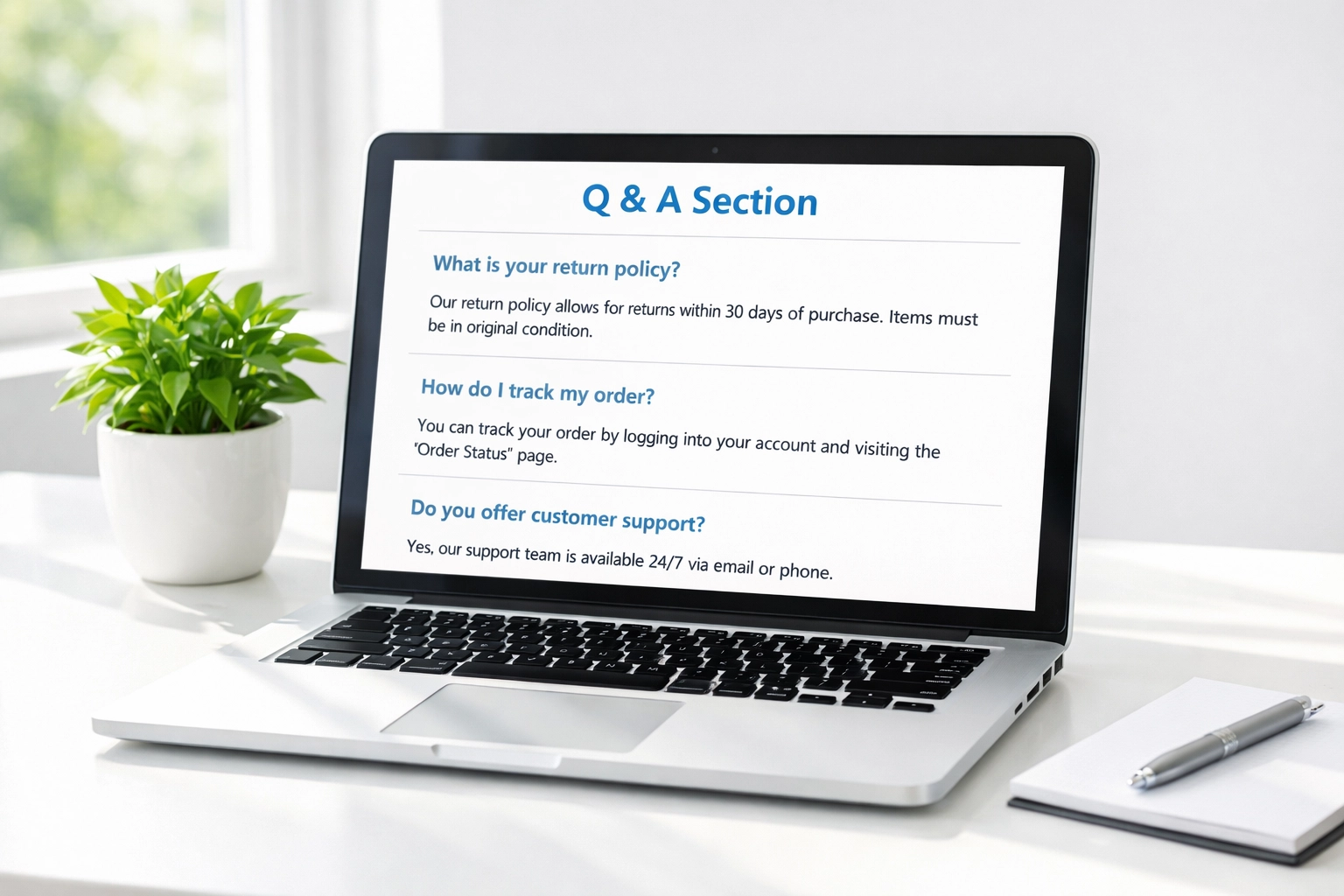 Website showing question-and-answer content format optimized for AI search queries