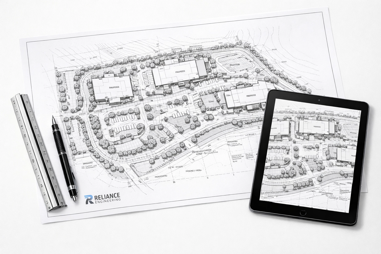 Detailed site plan and water distribution design drawings for a complete permit application.