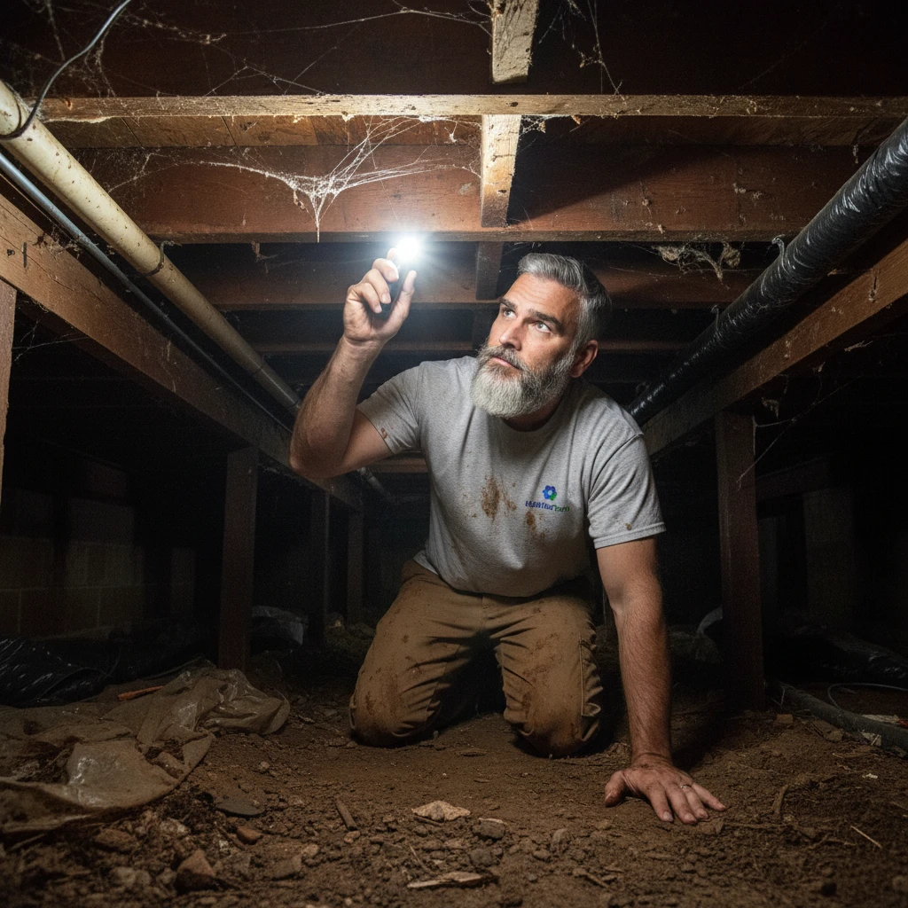 Crawl Space Inspection by Technician
