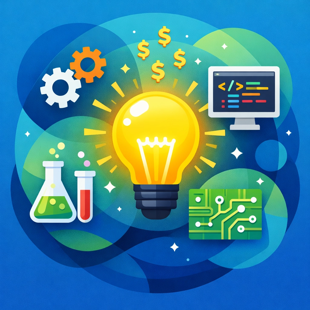 Research and development innovation concept showing tax deduction benefits for small businesses