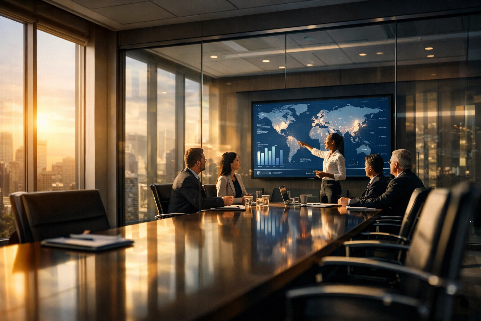 Dakdan Worldwide team collaborating on global brand growth strategies in a modern office.