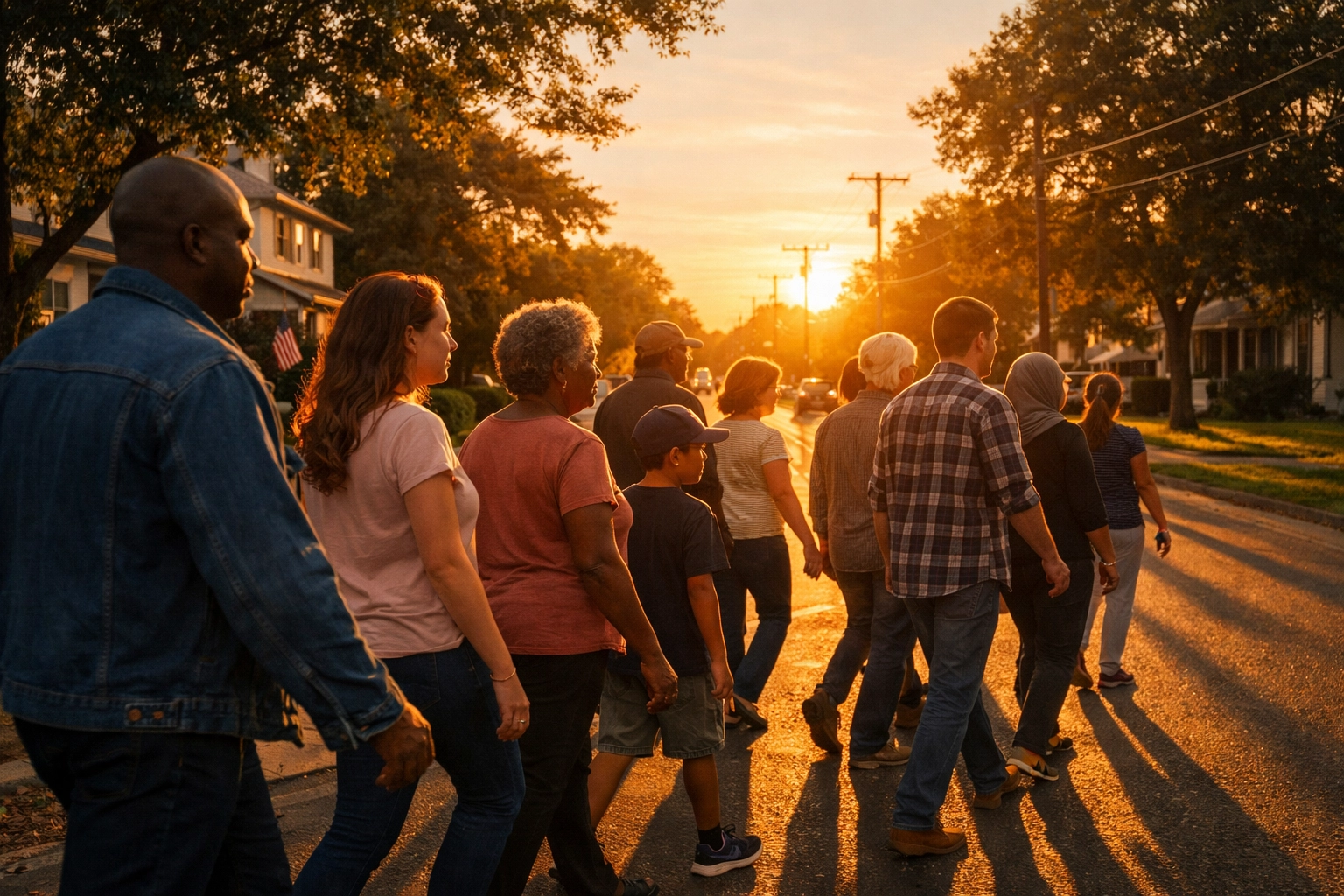Resilient community members walking together, supported by Family ReBuild of New Jersey programs.