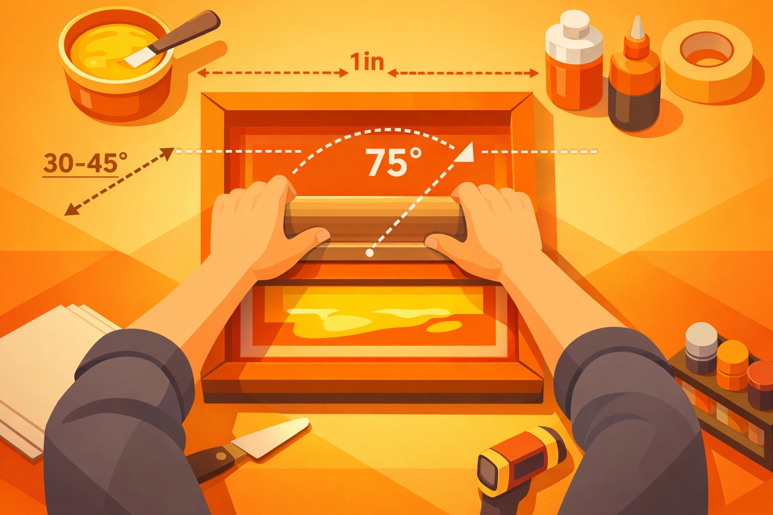 Screen printer using proper squeegee technique for consistent, cost-effective production