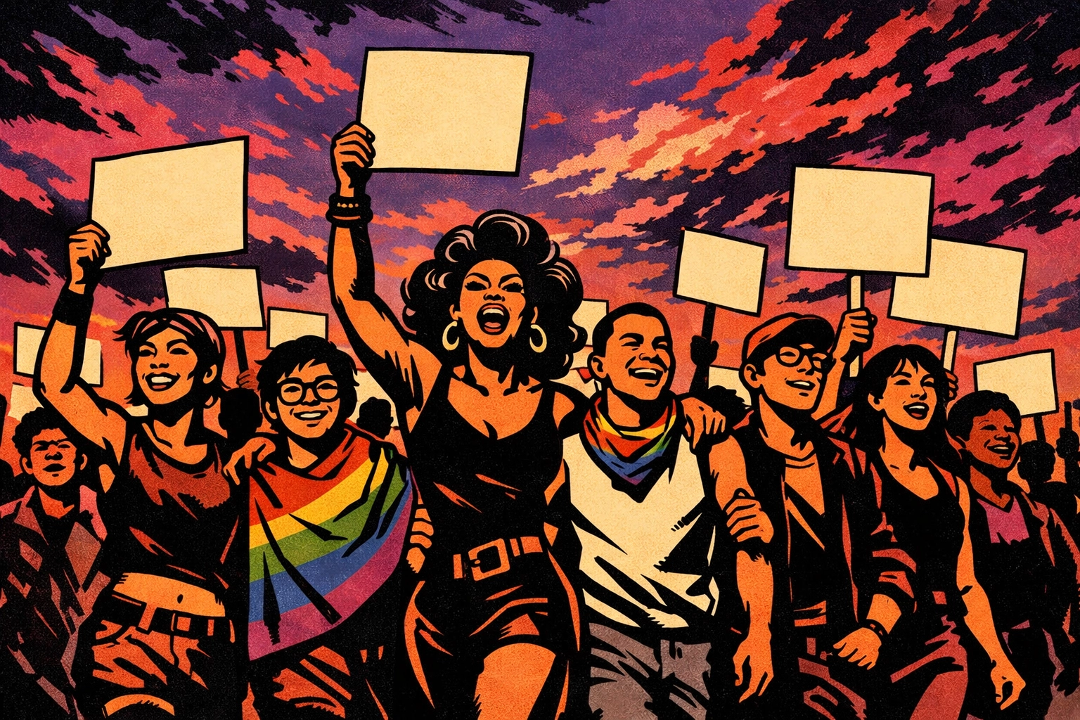 LGBTQ+ activists protesting Section 28 discrimination, marching together for equal rights and repeal