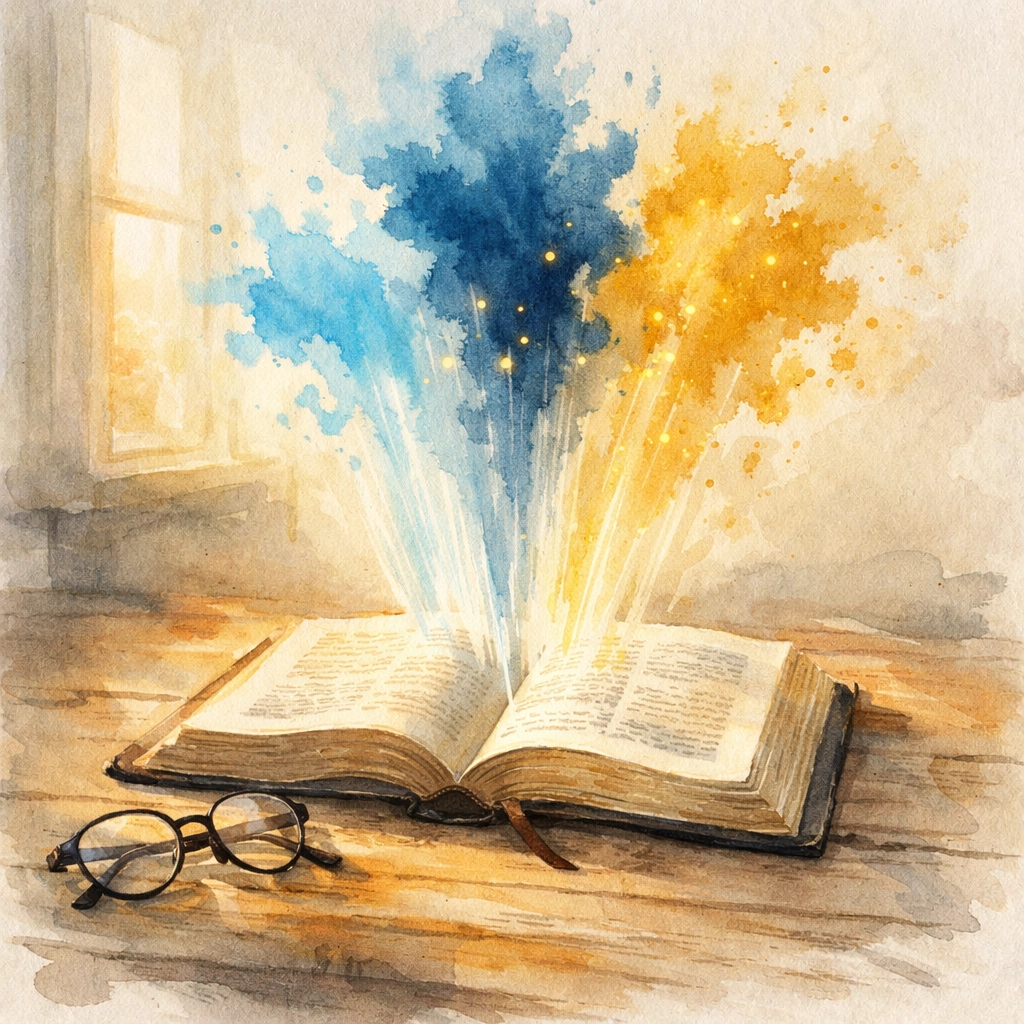 Open Bible with light beams illustrating spiritual truth through visual storytelling