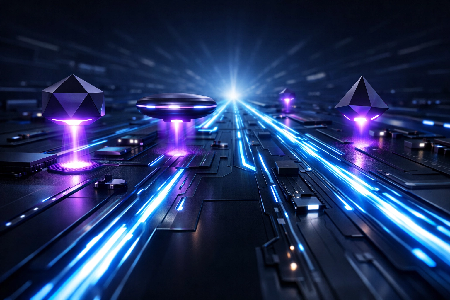 Glowing digital circuits representing automated technical SEO and high-performance website optimization.