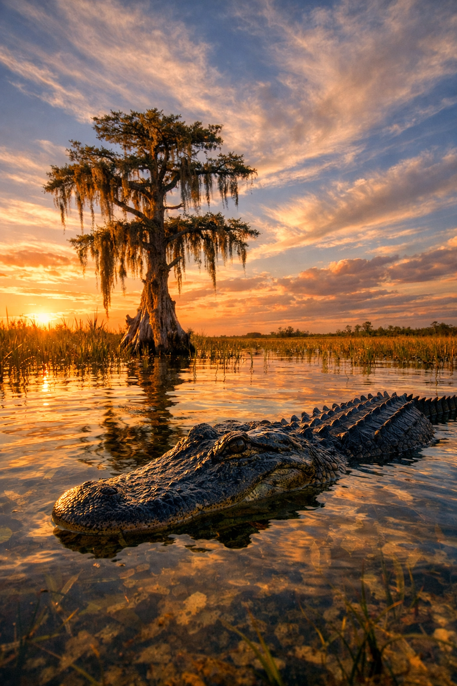 How to Choose the Best Wildlife Photography Tours in the Everglades (Compared) 2 Alligator in the Everglades River of Grass at golden hour, a highlight of wildlife photography tours.