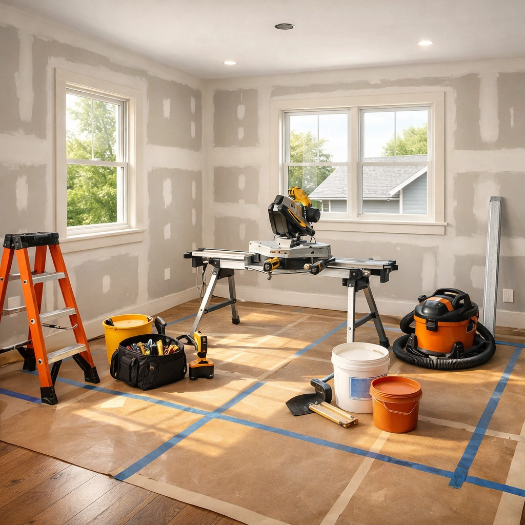 Home remodeling in progress showing drywall installation in Orlando residence