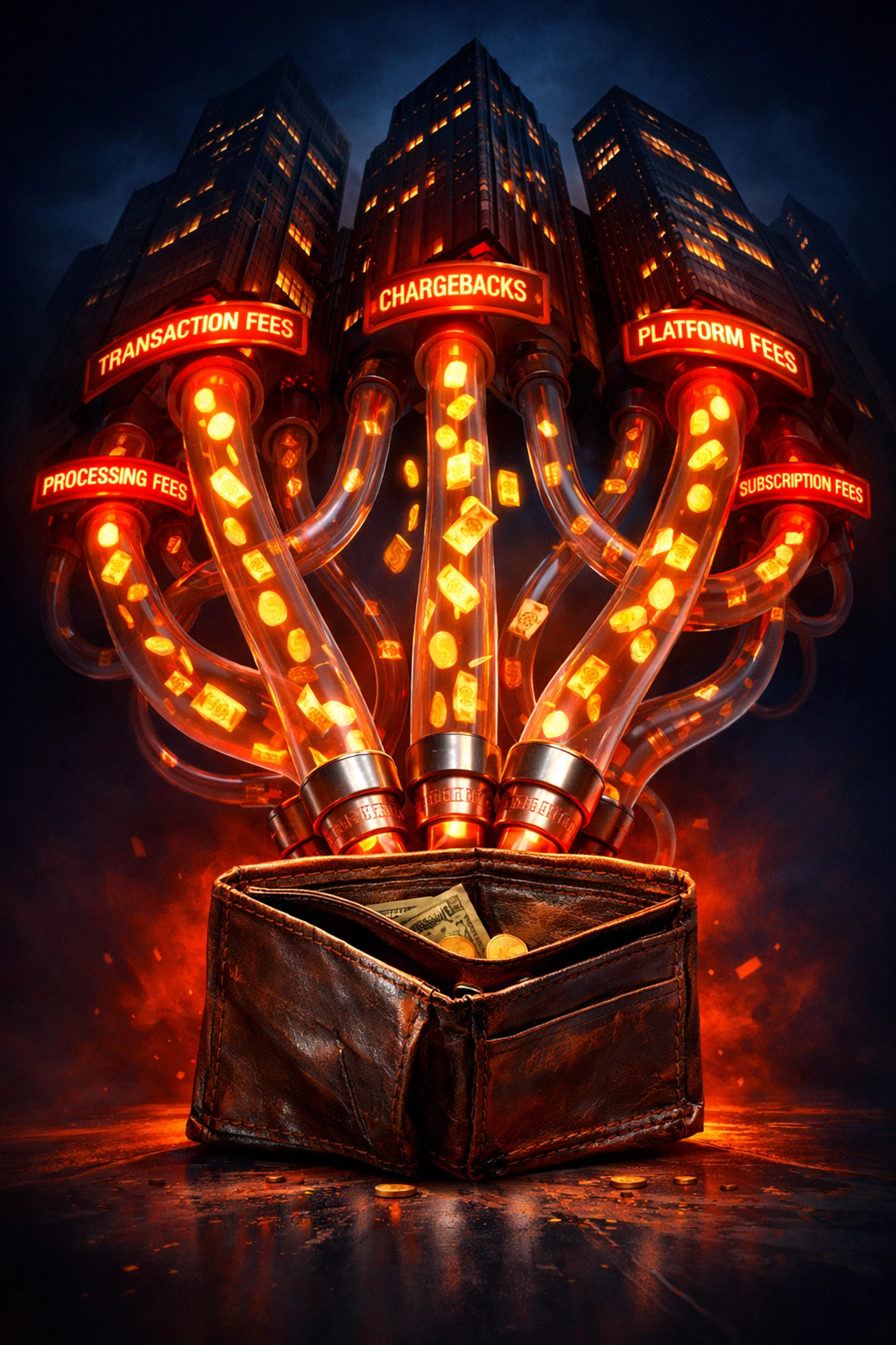 Merchant wallet drained by traditional payment processing fees and interchange costs