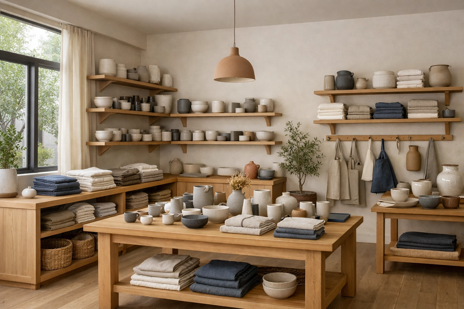 A local artisan boutique showcasing unique products discovered through a hotel's AI-driven guide.