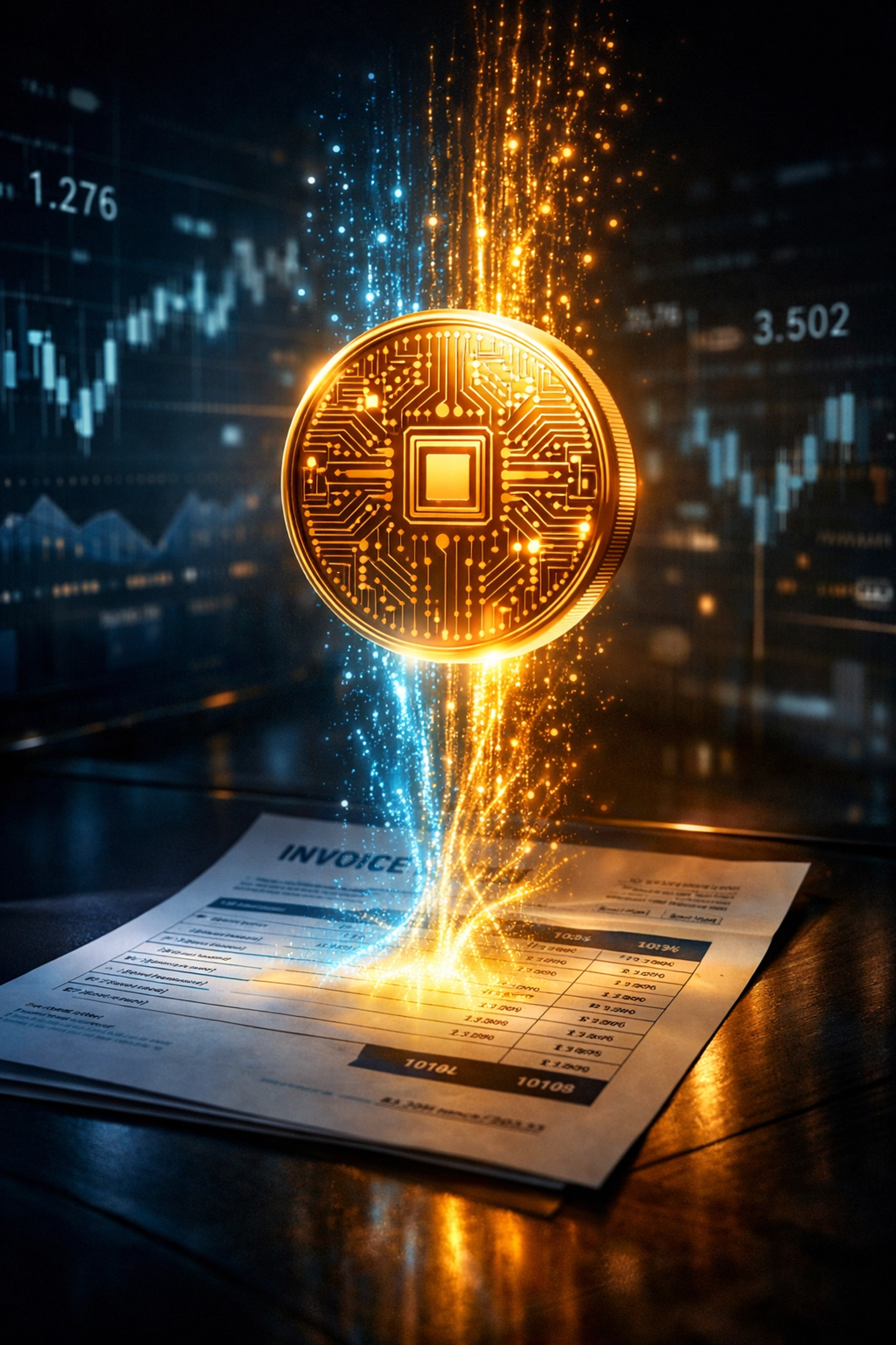 Blockchain receivables token transforming traditional invoice into instant digital capital