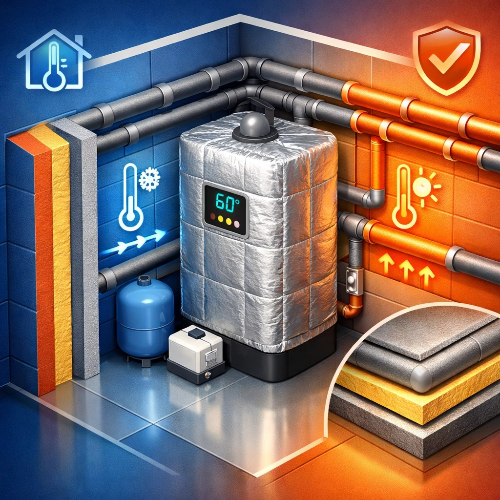 Properly insulated boiler with lagged pipes for efficient heating system