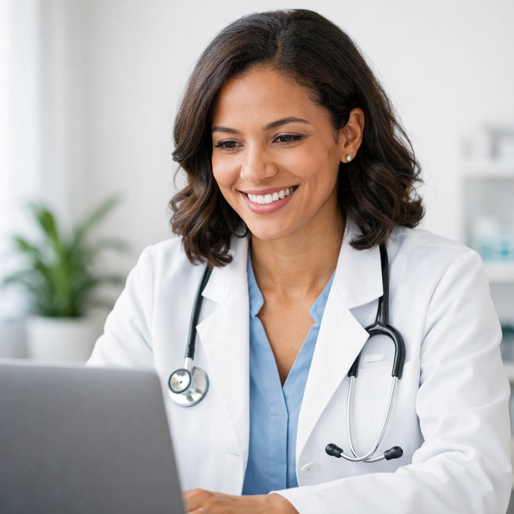 Professional doctor conducting a telehealth consultation for medical weight loss.