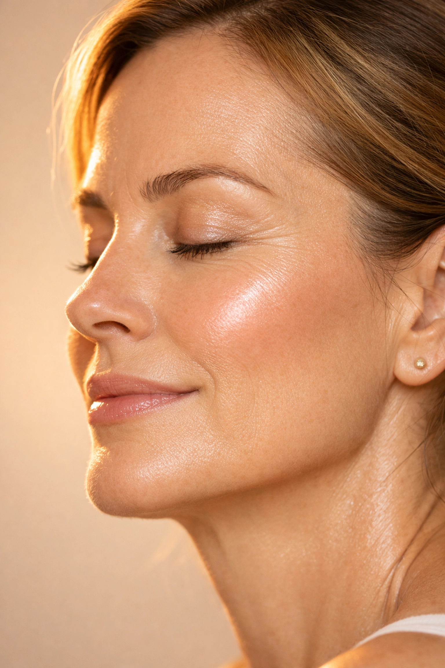Woman with naturally glowing, radiant skin showing regenerative biostimulation results