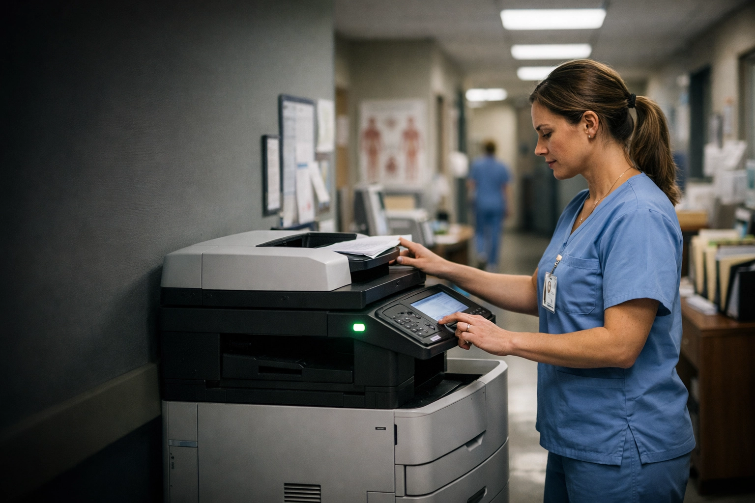 Medical office administrator in Lincoln Nebraska using a scanner that requires an SMTP security update.