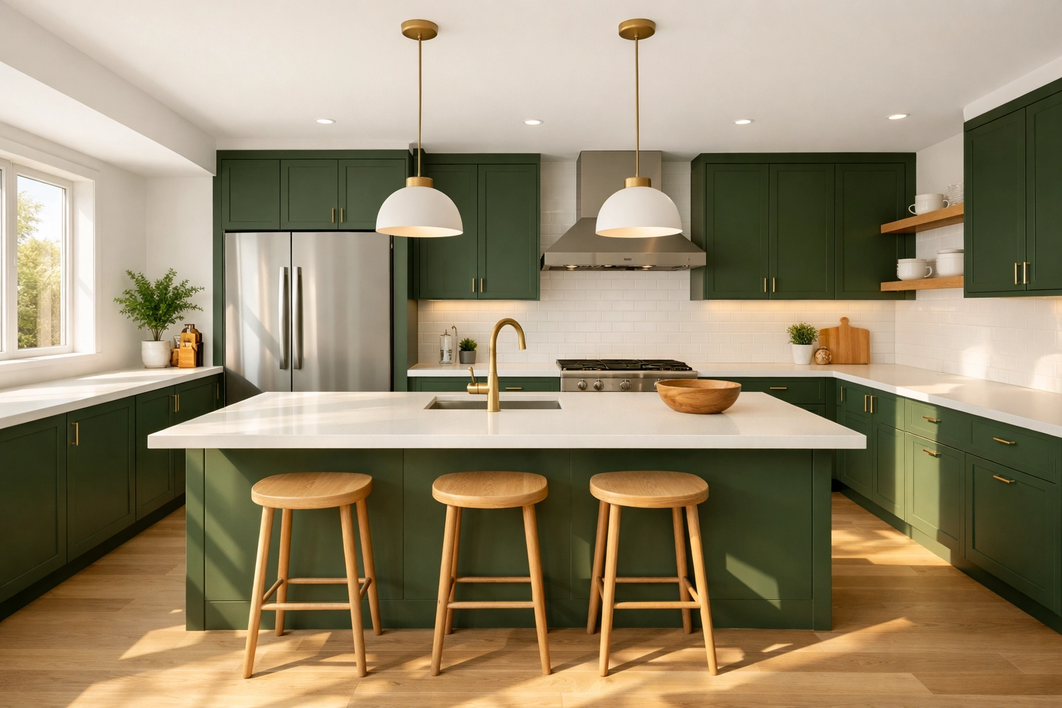 A beautifully renovated modern kitchen showing a successful fix and flip project completion and exit strategy.