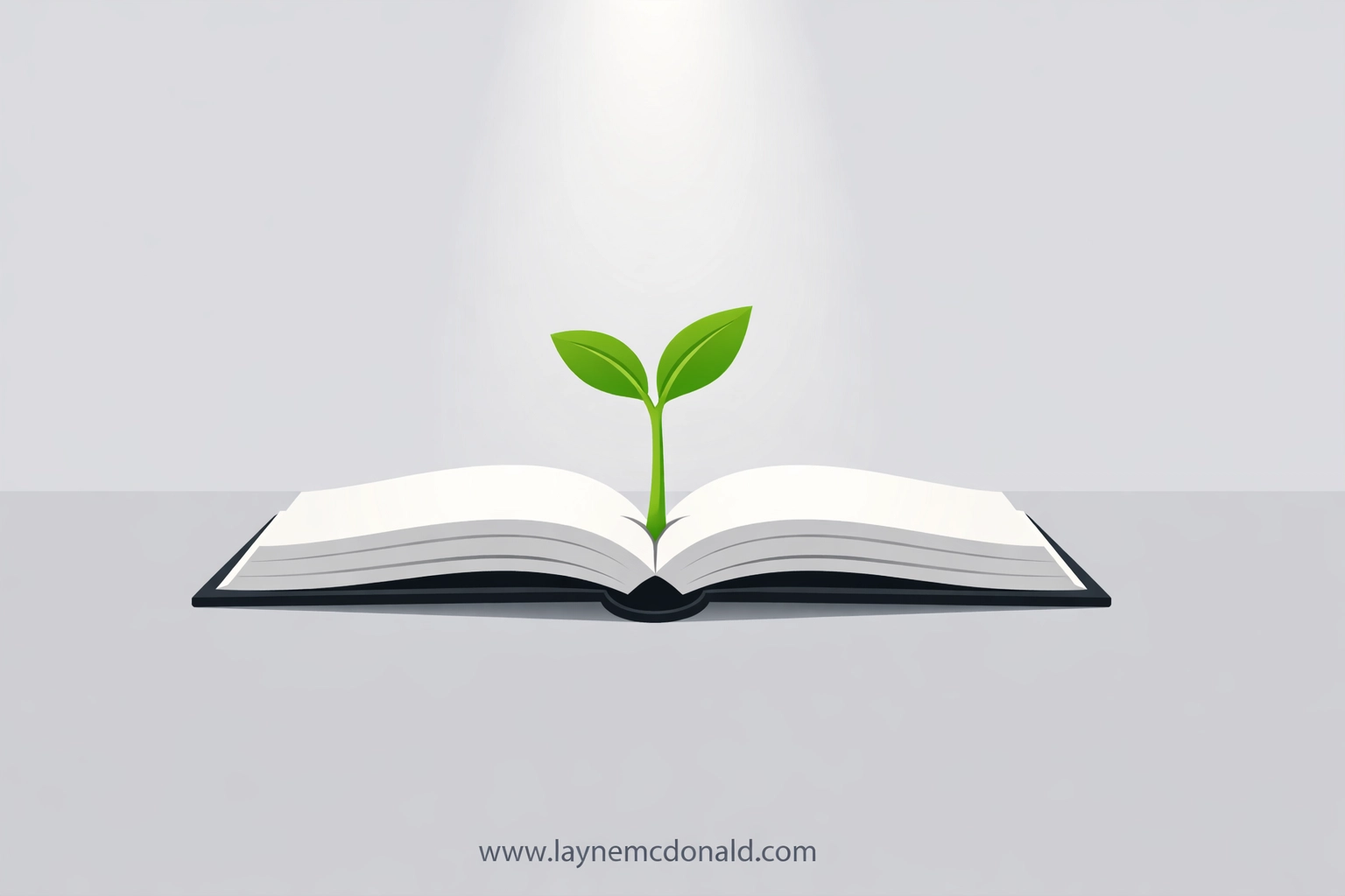 A green sprout growing from an open book, symbolizing spiritual growth and teaching children the truth of the Gospel.
