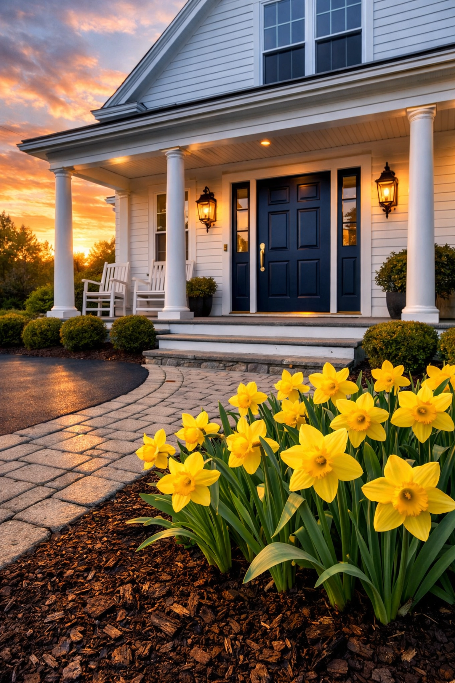 Spotless Massachusetts home exterior and walkway after an efficient spring residential cleaning MA service.