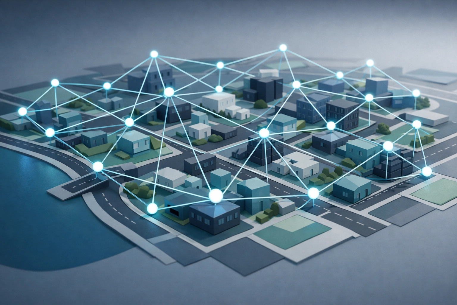 A digital map representing local search connectivity and chiropractic directory listing authority.