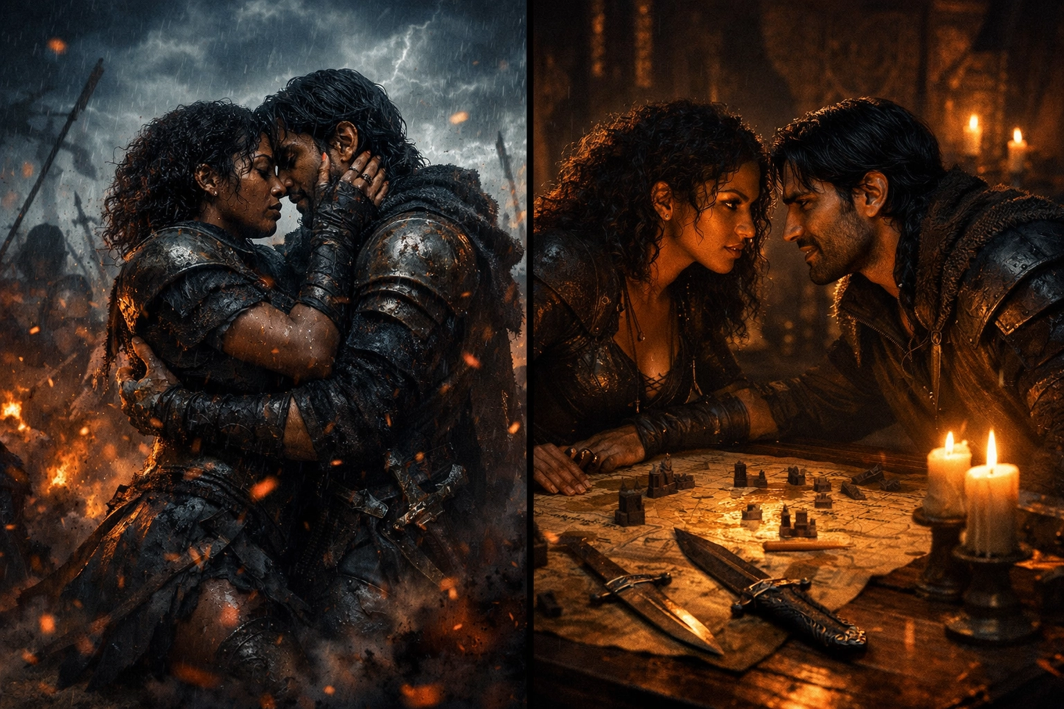 Visual comparison between the enemies to lovers battlefield embrace and rivals to lovers strategy.