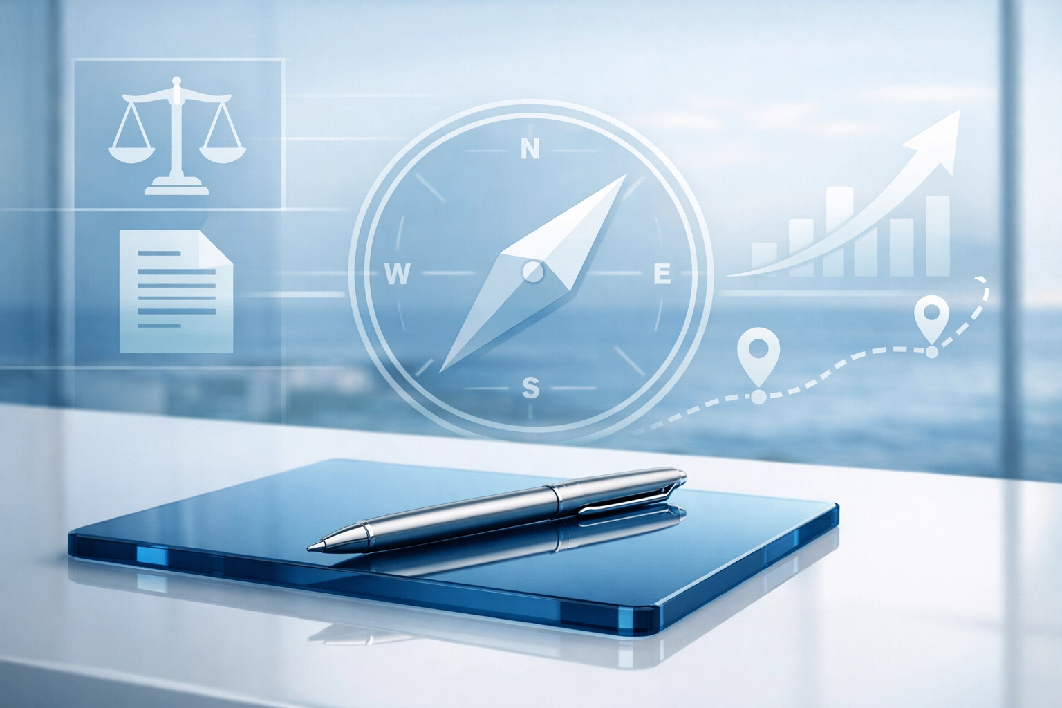 Professional workspace with ocean view representing expert legal strategy for Virginia custody cases.