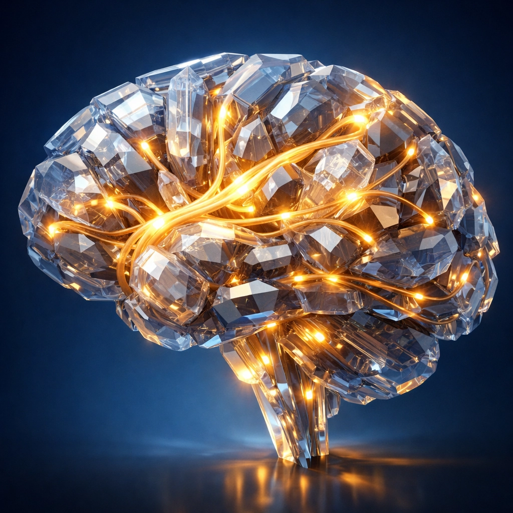 Brain composed of mineral crystals showing connection between trace minerals and cognitive function