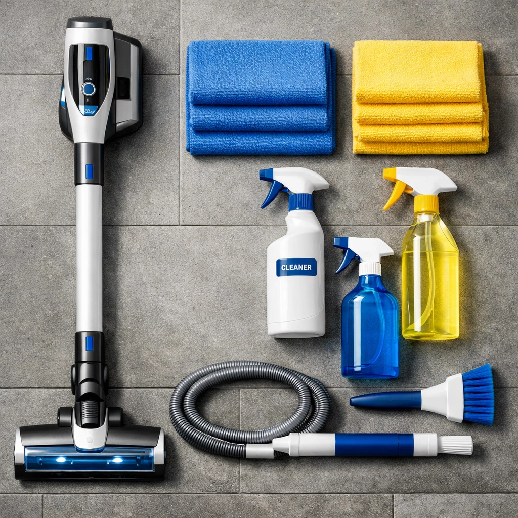 High-end house cleaning tools and equipment used for professional services in Marlborough.